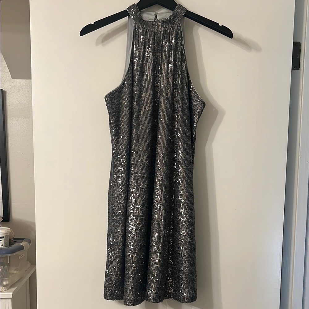 Elegant Silver Sequin Dress
